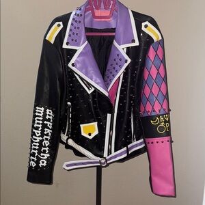 Rare Azalea Wang Faux Leather Jacket Zodiac Embroidered Sheeba Kahn Tiger 2X